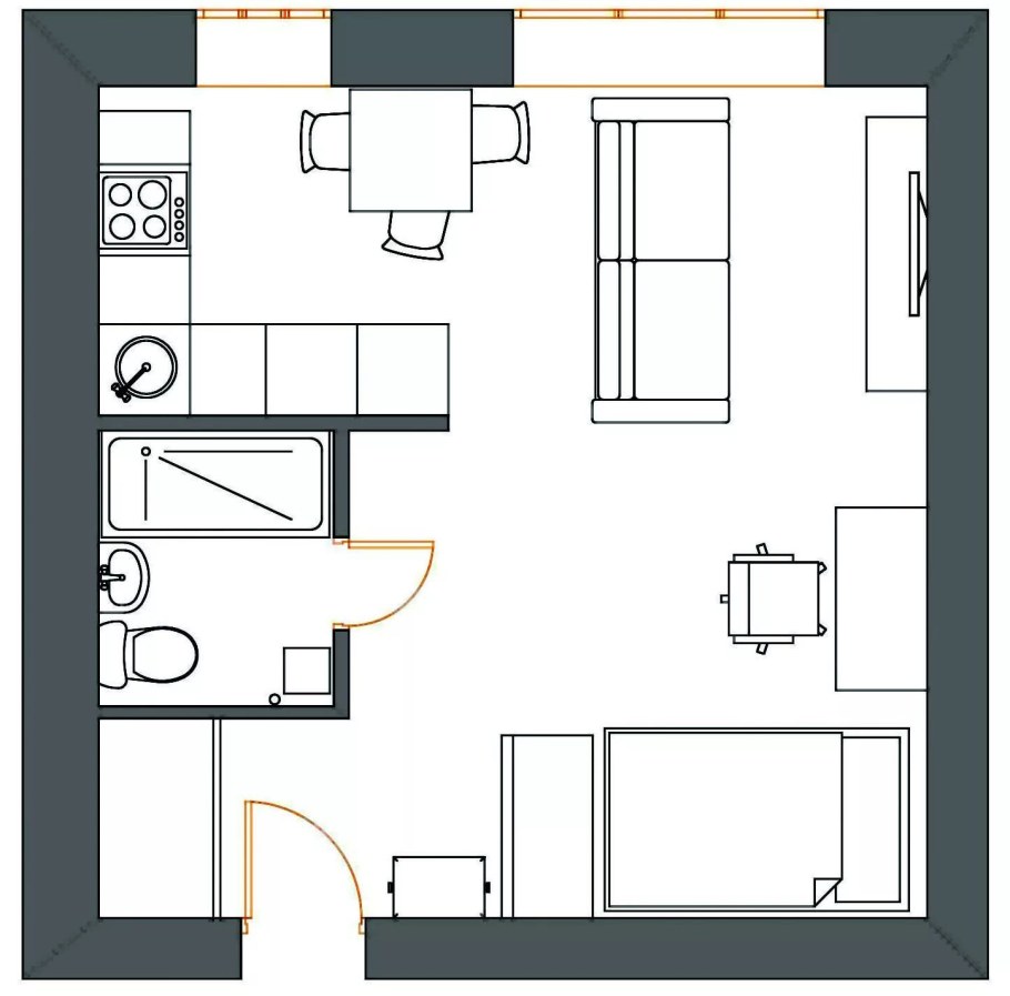 Перепланировка хрущевки 1 комнатной 28 кв.м