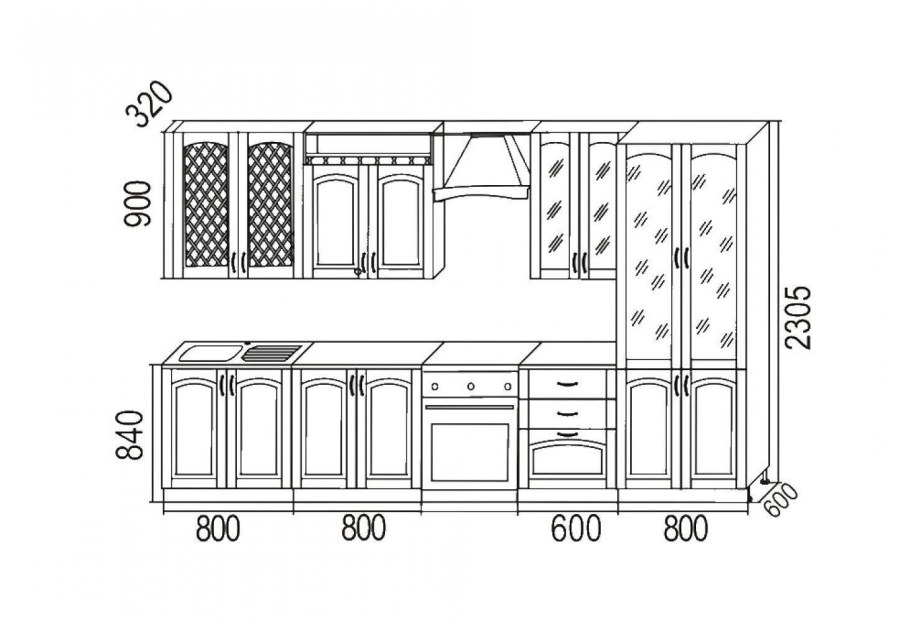 Стандартная высота верхних кухонных шкафов Селена 205