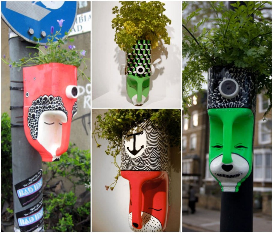 Клумбы из пятилитровых бутылок