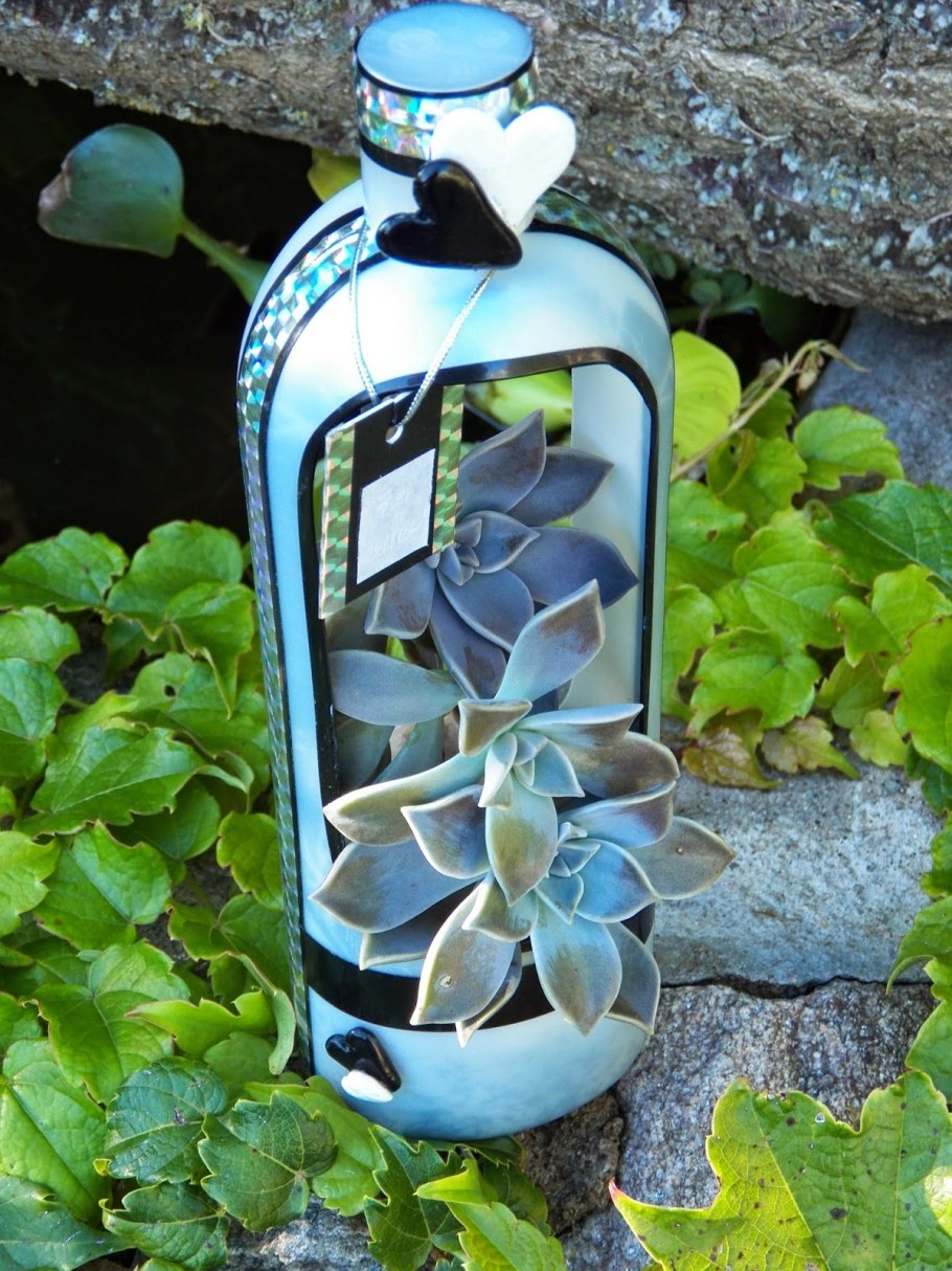 Цветы в пластиковых бутылках на даче