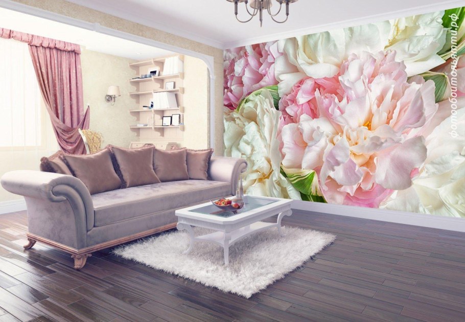 Фотообои по центру стены