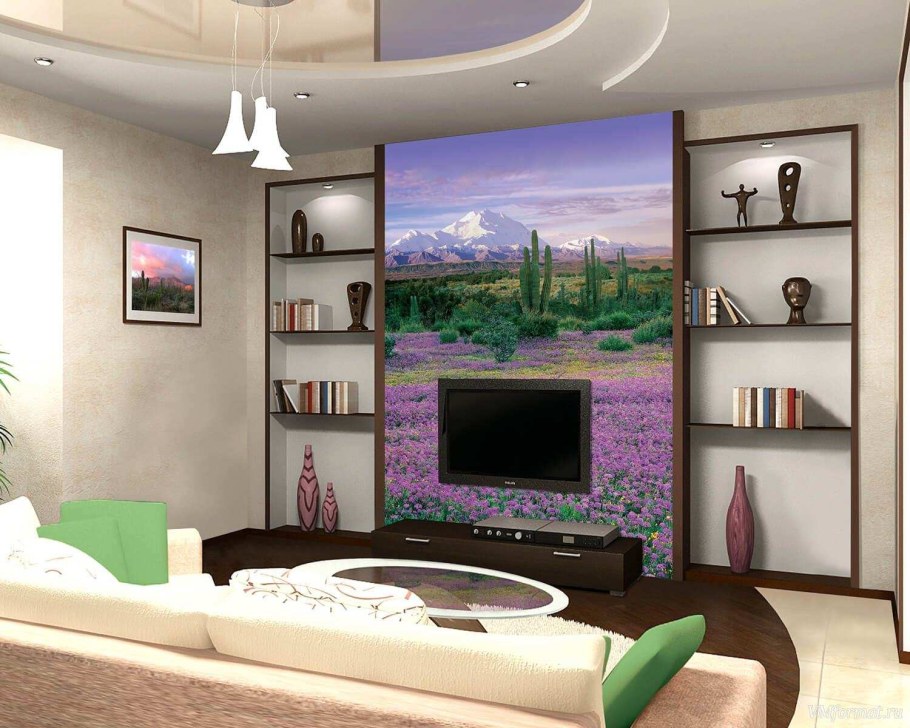 Фреска на стене с телевизором