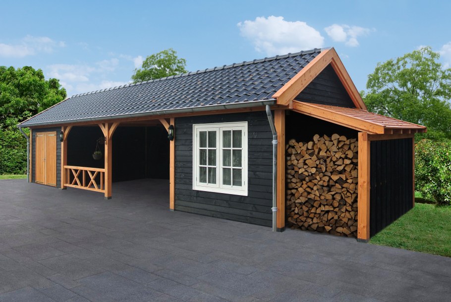 Хозблок с дровником и навесом