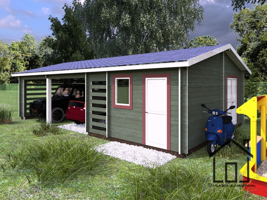 Хозблок с навесом