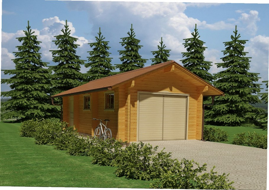 Гараж с хозблоком из бруса