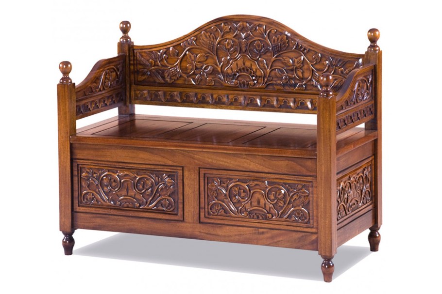 Скамья резная с ящиком для хранения mbspcl020-HP)