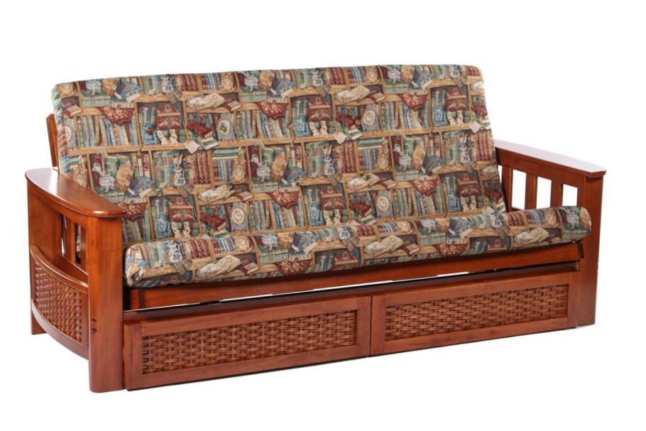 Диван - кровать lb 2037-d Dirty Oak с ящиком - (ратан, темный орех) MK-2607-do