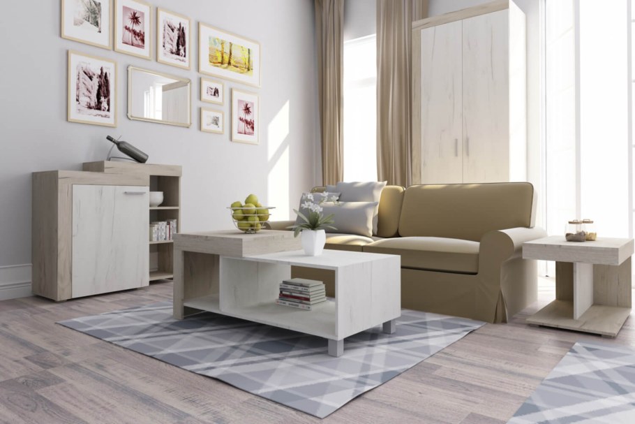 Мебель дуб крафт серый/белый глянец