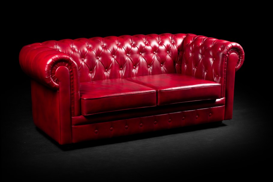 Кожаный красный диван Честерфилд