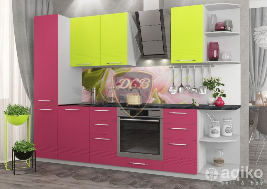 Розовая кухня в стиле Модерн