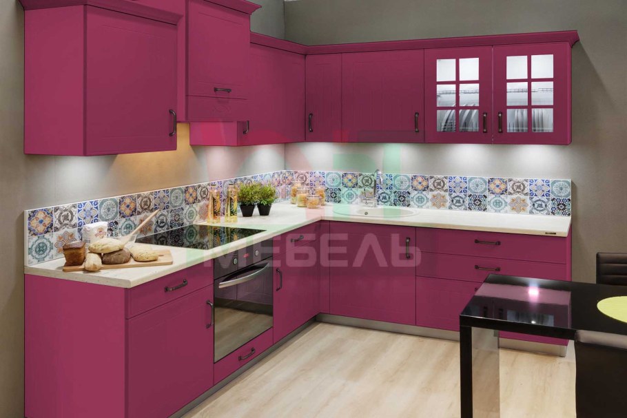 Красно розовая кухня