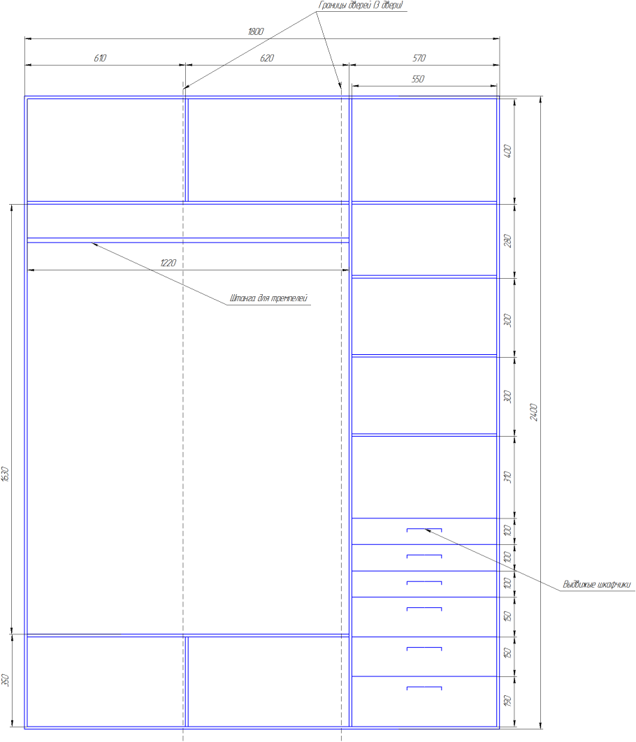 Шкаф купе наполнение варианты 3 двери с размерами