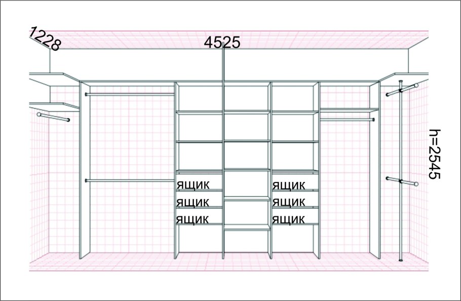 Чертежи гардеробных комнат с размерами
