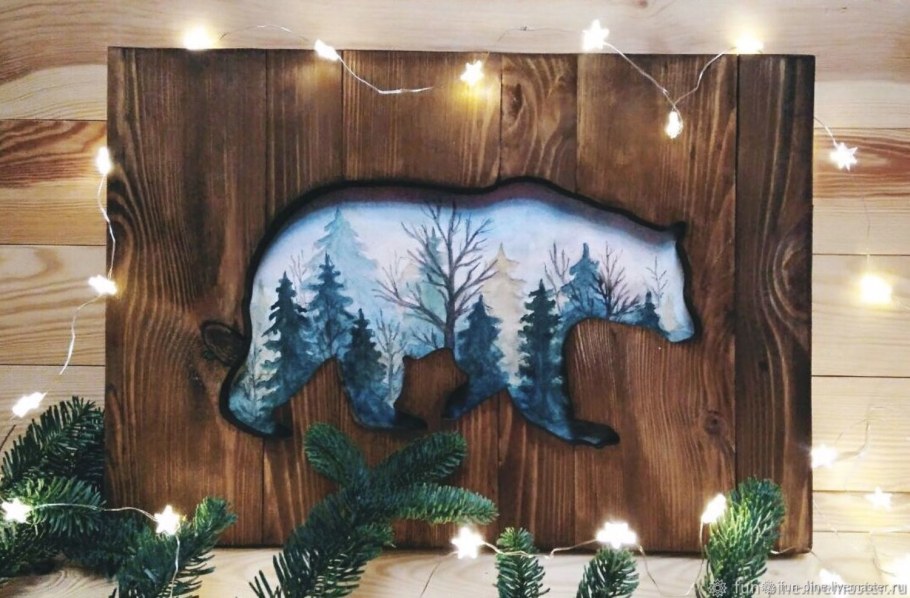 Деревянное панно с подсветкой