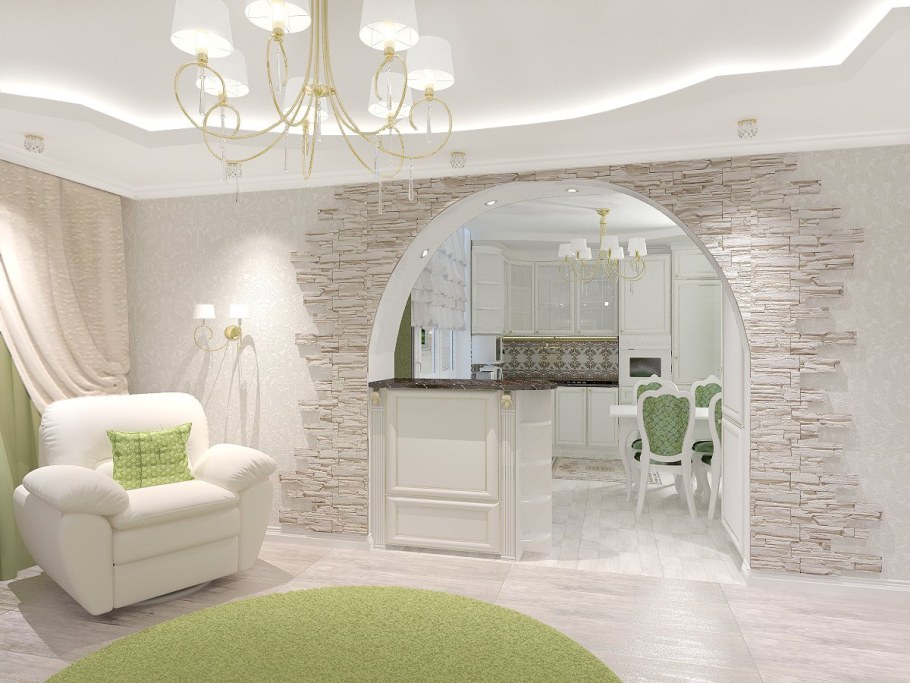 Арка между кухней и гостиной