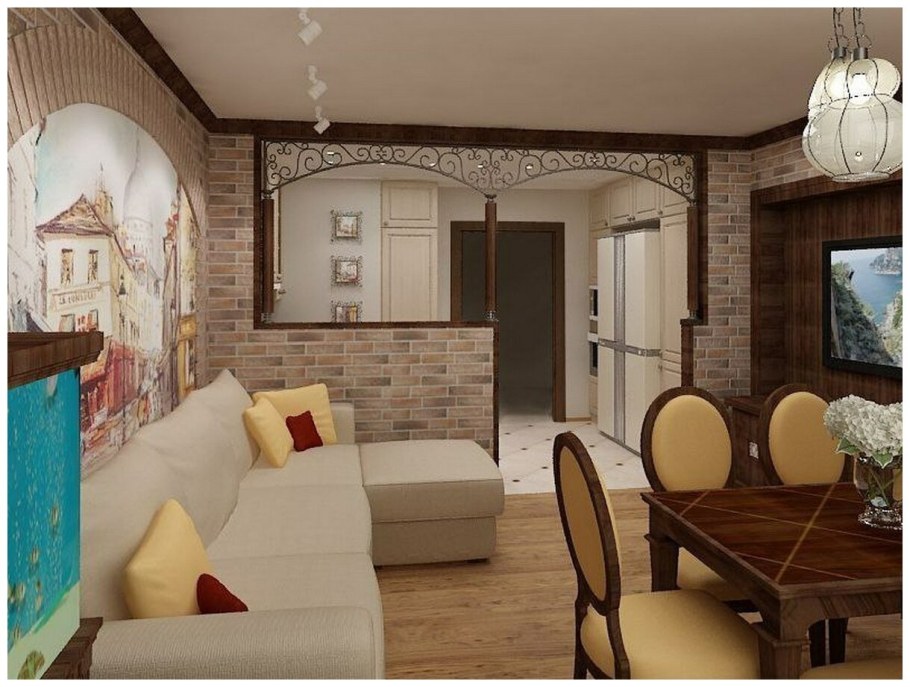 Перегородка между кухней и гостиной