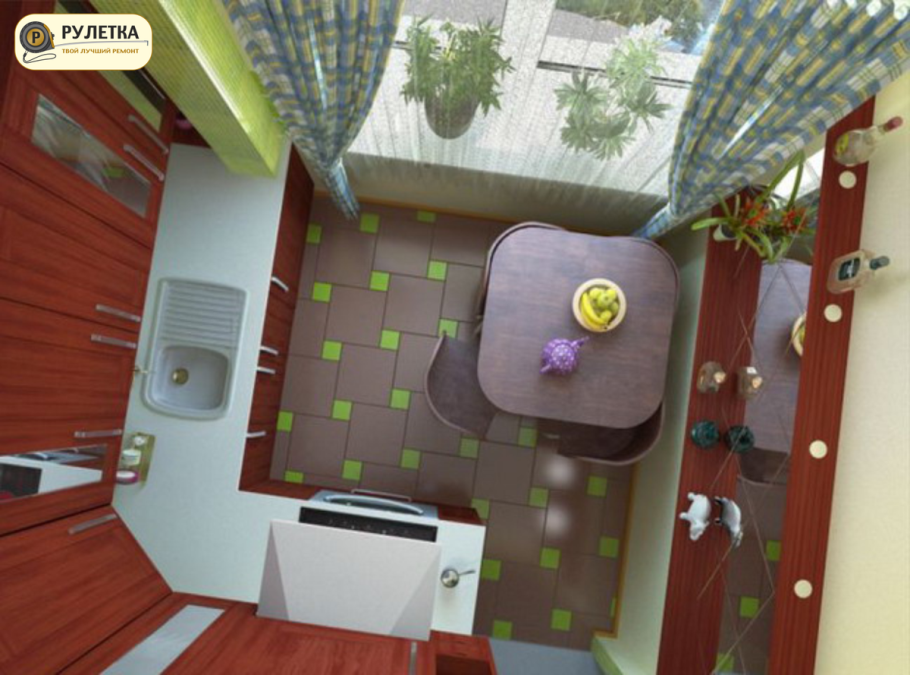 Маленькая кухня вид сверху