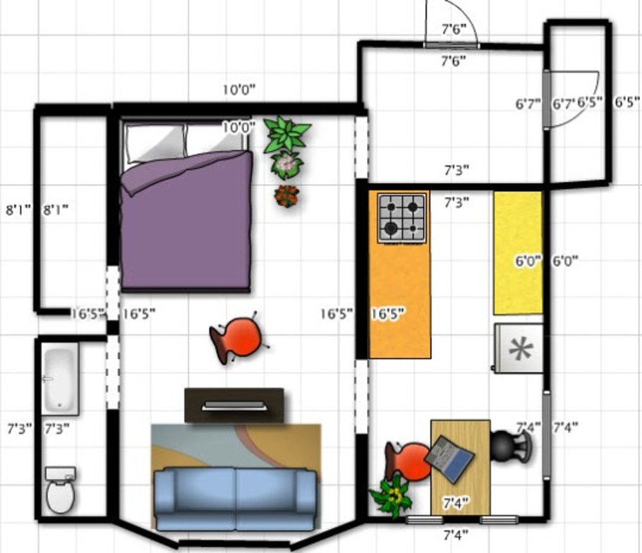 Чертеж кухни гостинной 20кв