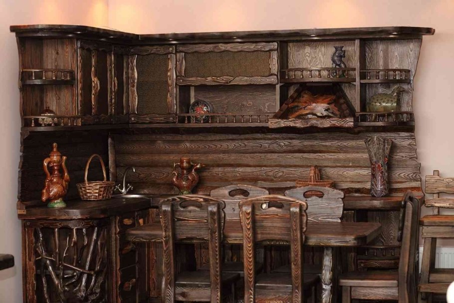 Необычная деревянная кухня