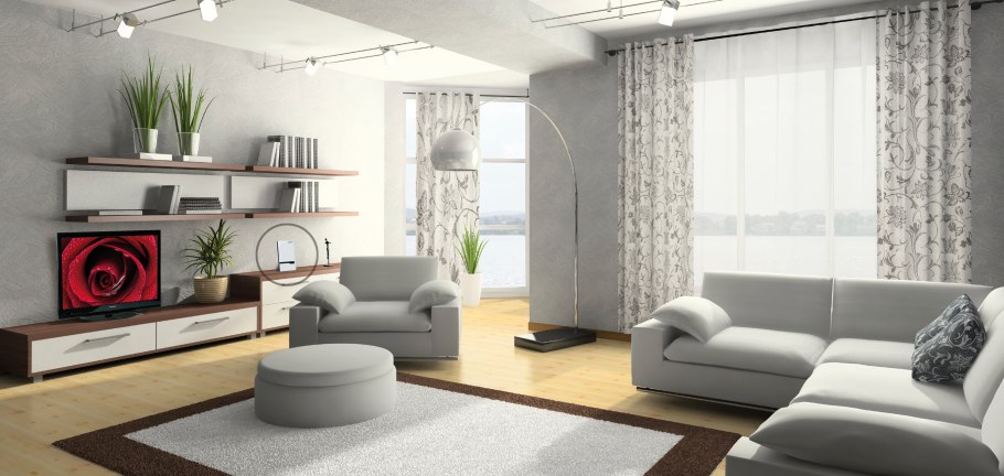 Серый диван в интерьере