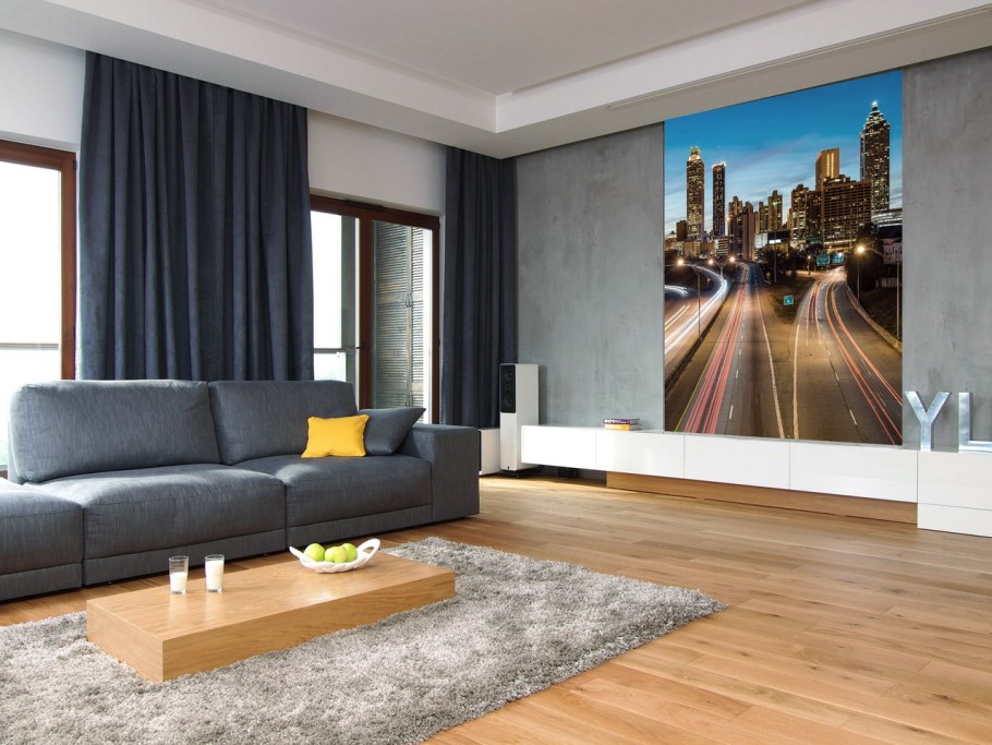 Серый интерьер гостиной