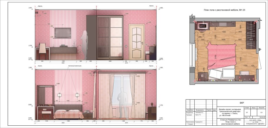 Развертка стен спальни