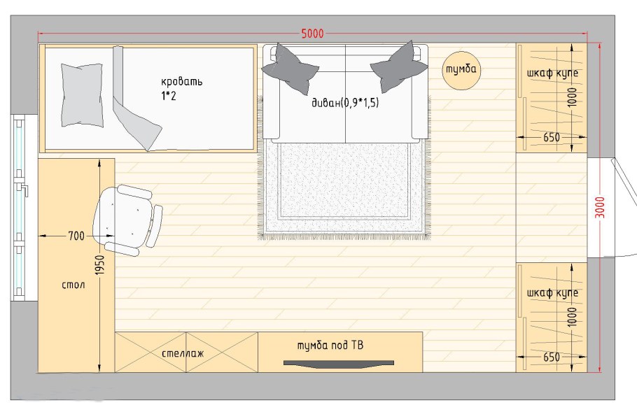 Планировка детской комнаты план 15 кв м