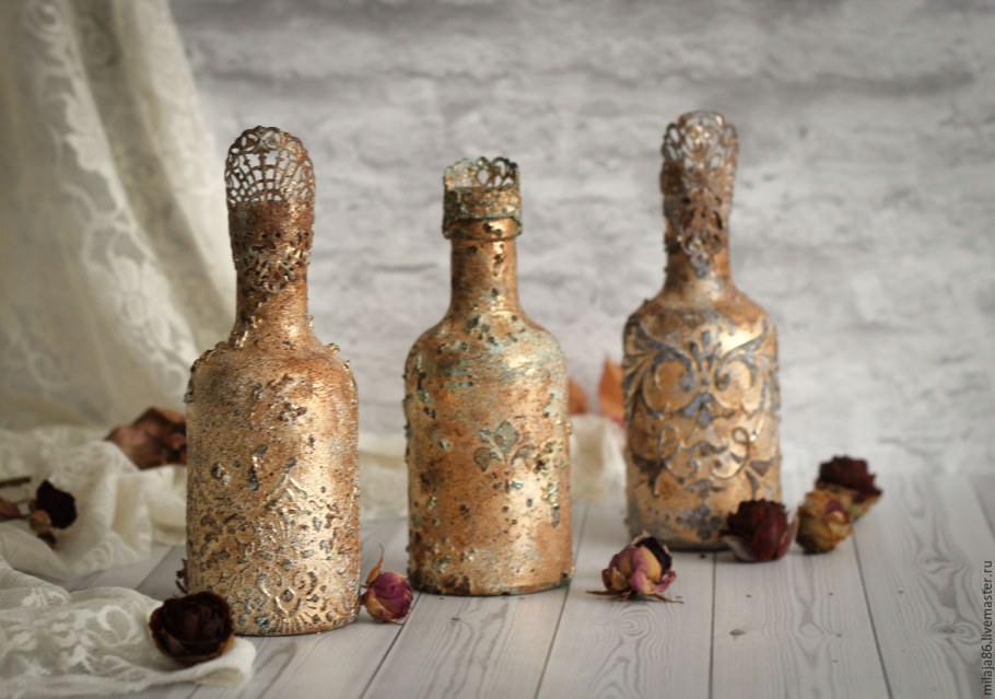 Винтажный декор бутылок