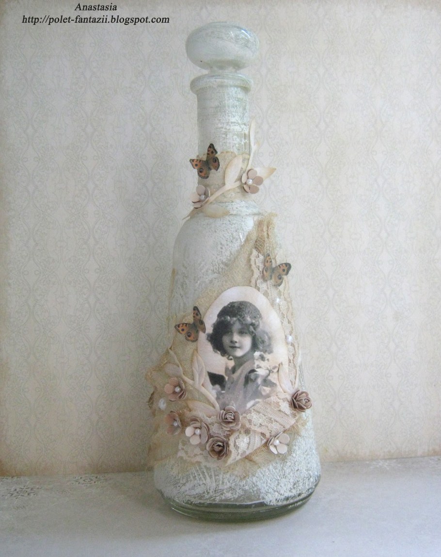 Декор бутылок в винтажном стиле