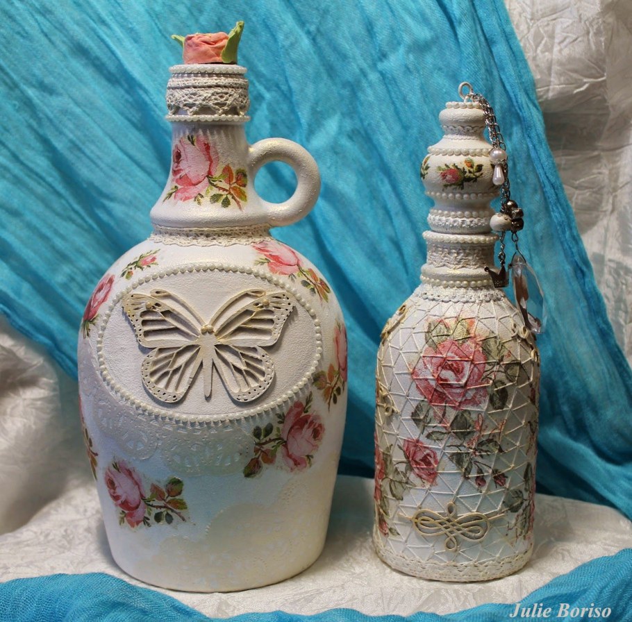 Декупаж бутылок шебби Шик