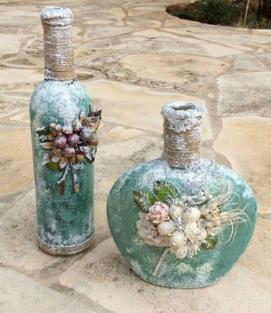 Винтажный декупаж бутылок