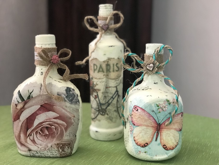 Декор круглой бутылки