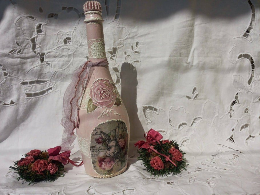 Декупаж бутылок в стиле Винтаж ретро
