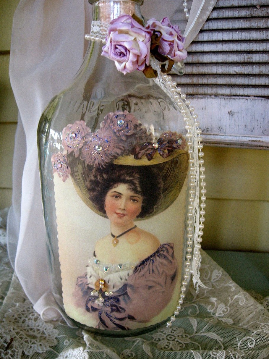 Декупаж бутылок шебби Шик