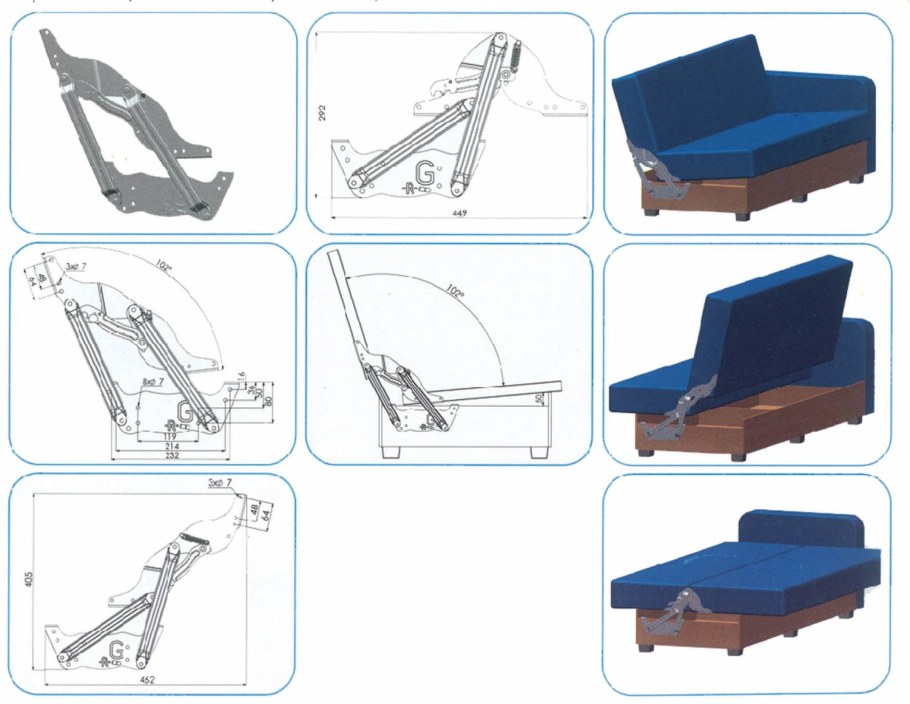 Система раскладывания диванов клик кляк