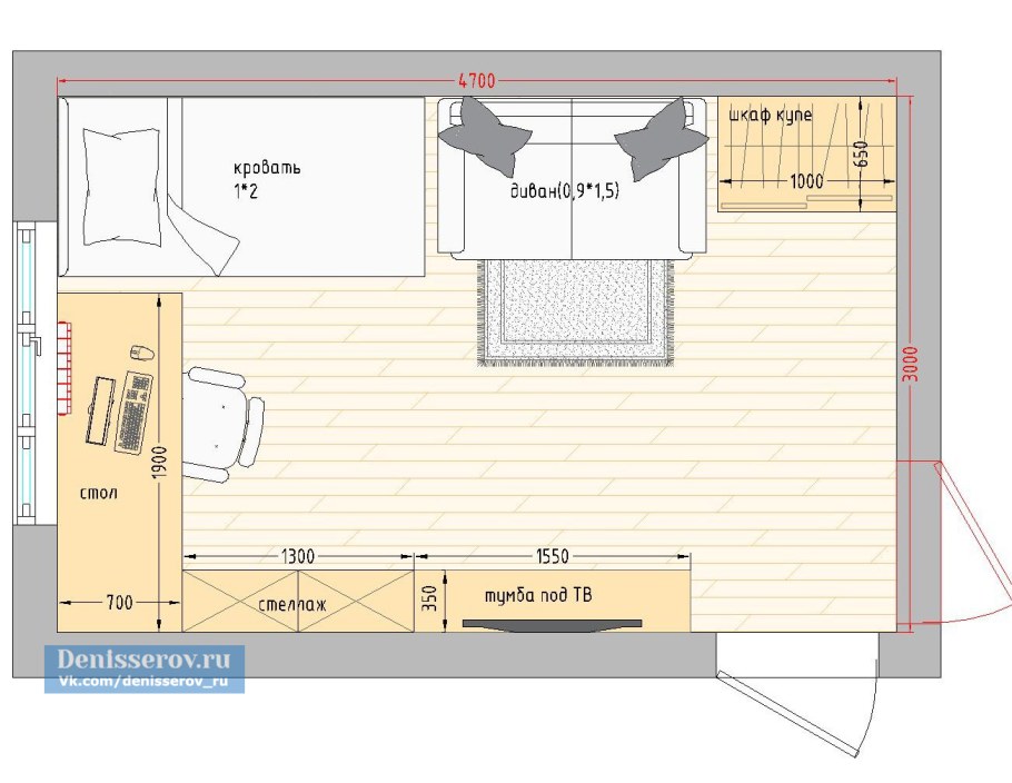 Планировка детской комнаты план 15 кв м