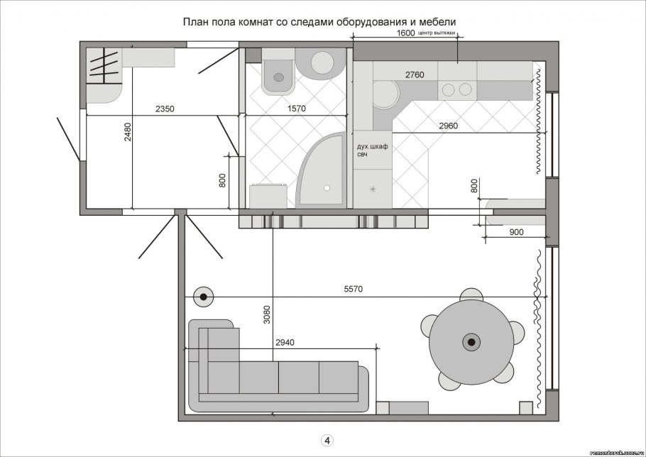 План комнаты чертеж вид сбоку