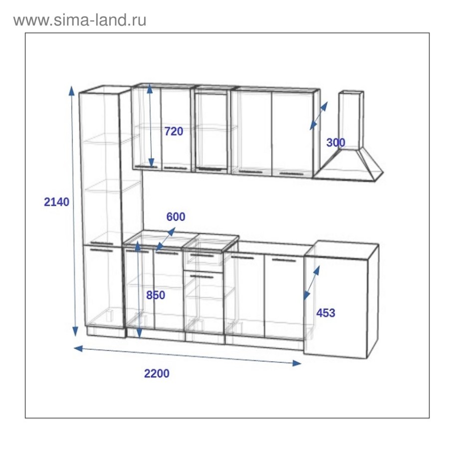 Размер нижних шкафов кухни стандарт