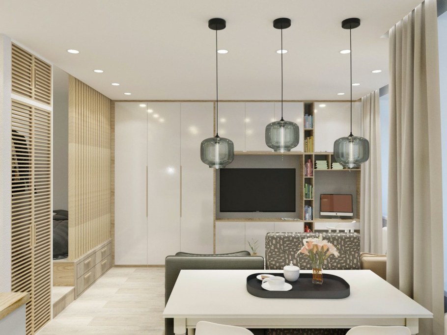 Интерьер в квартире студии 37 кв метров