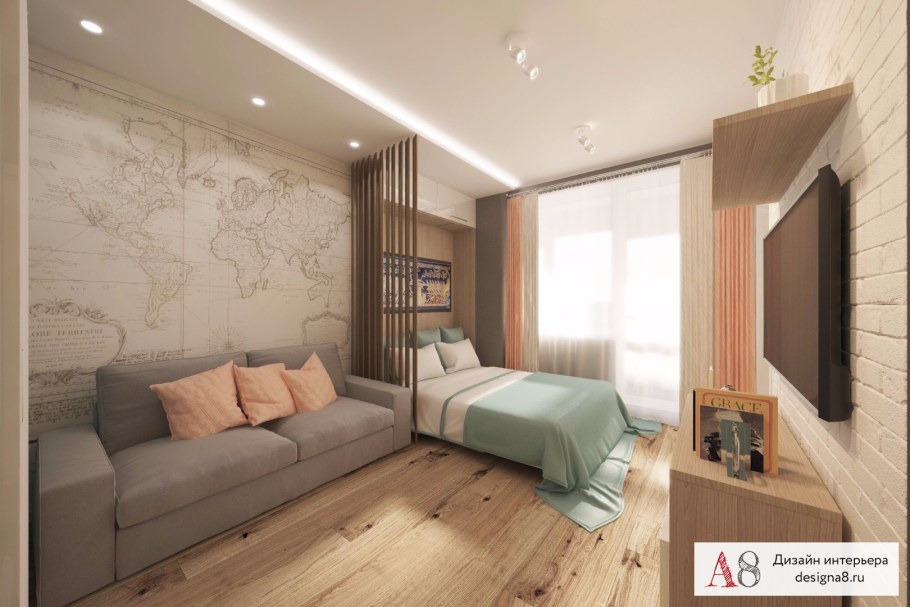 Гостиная 50 квадратных метров