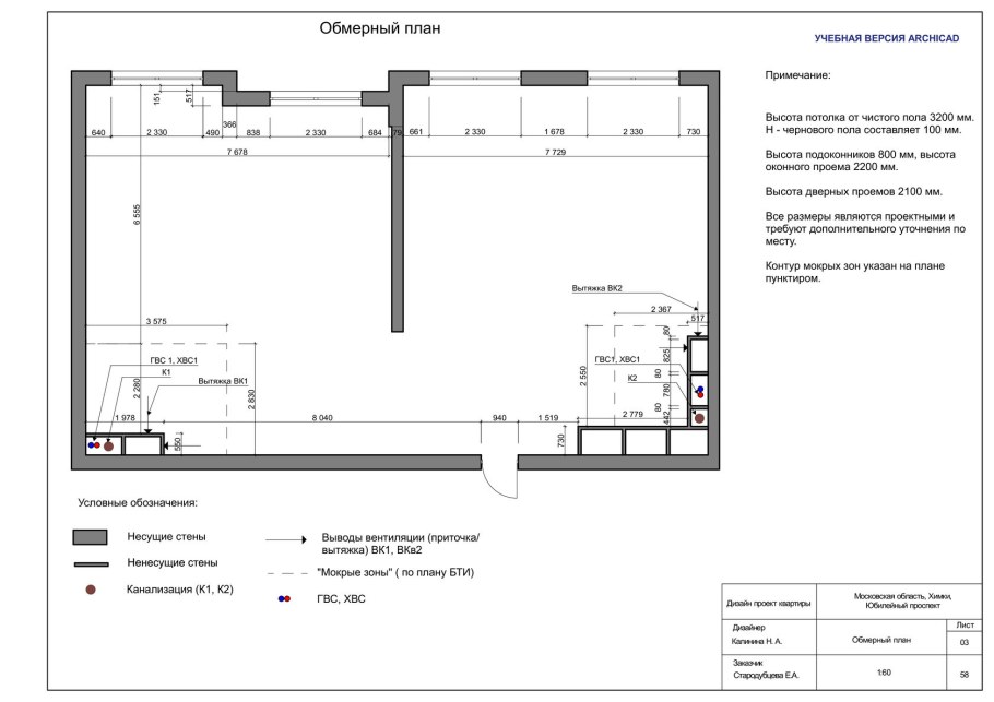 Обмерный план Тульская