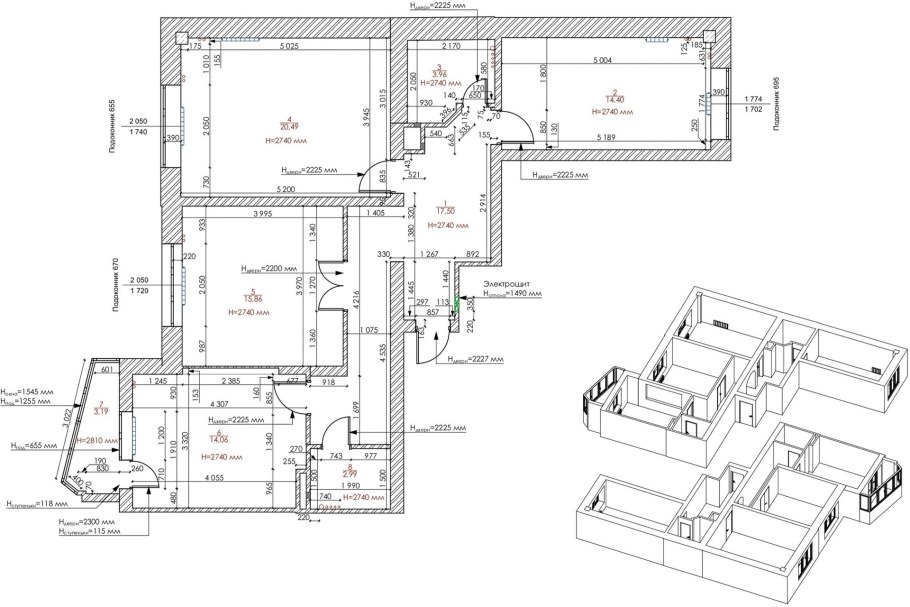 Обмерный план с экспликацией