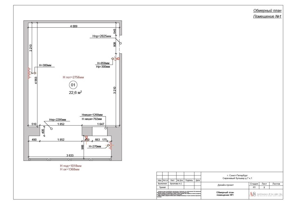 План обмера помещений площади