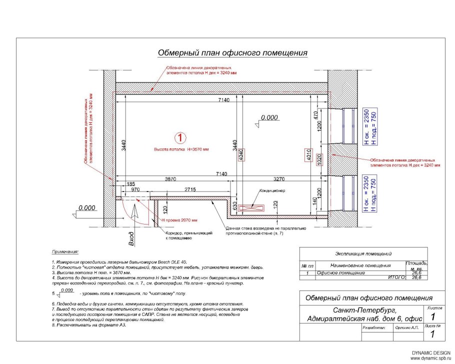Обмерный план замер