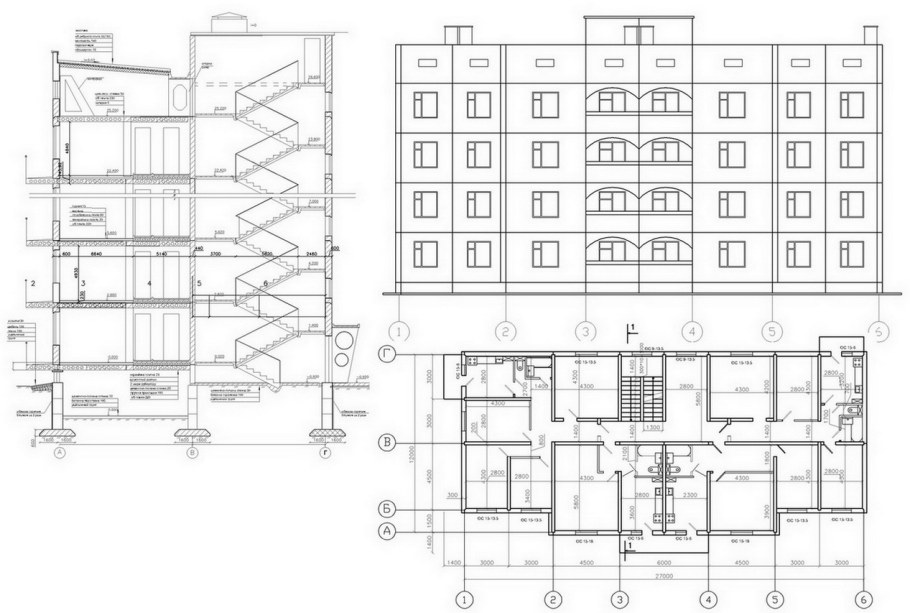 Многоэтажное жилое здание чертежи