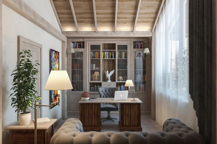 Интерьер кабинета в частном доме