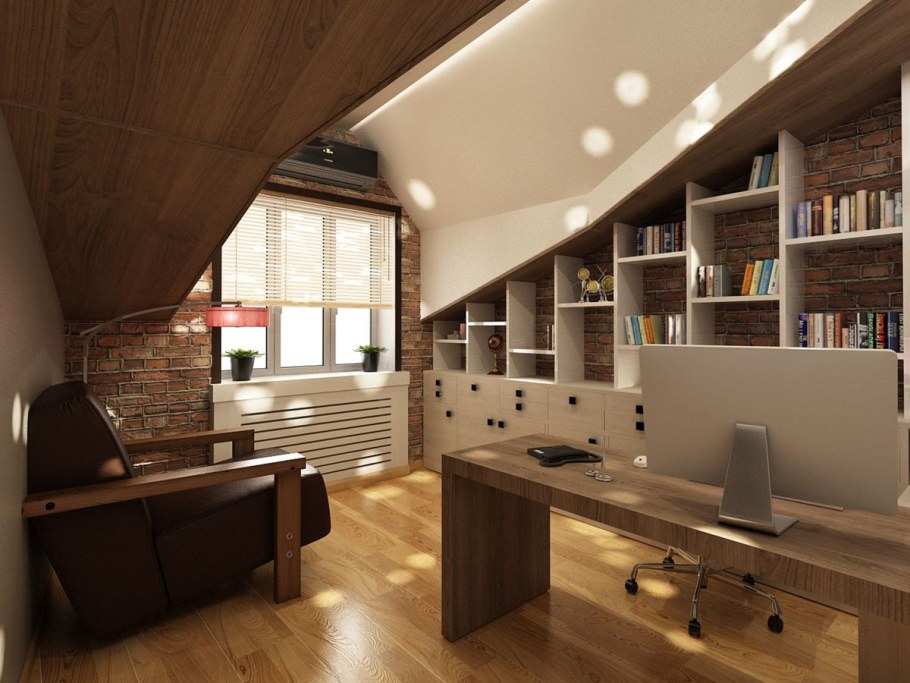 Домашний кабинет на мансарде