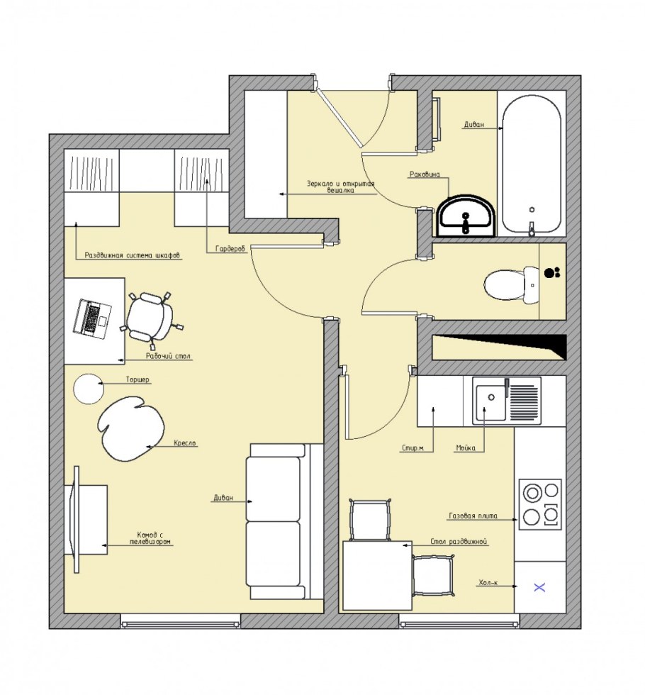 План однокомнатной квартиры
