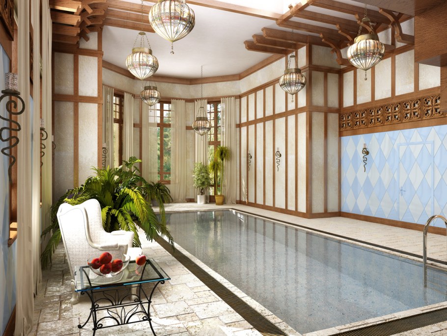Интерьер бассейна в частном доме