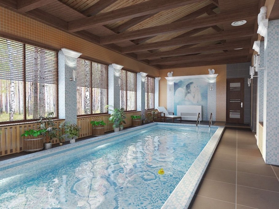 Загородный дом с бассейном внутри